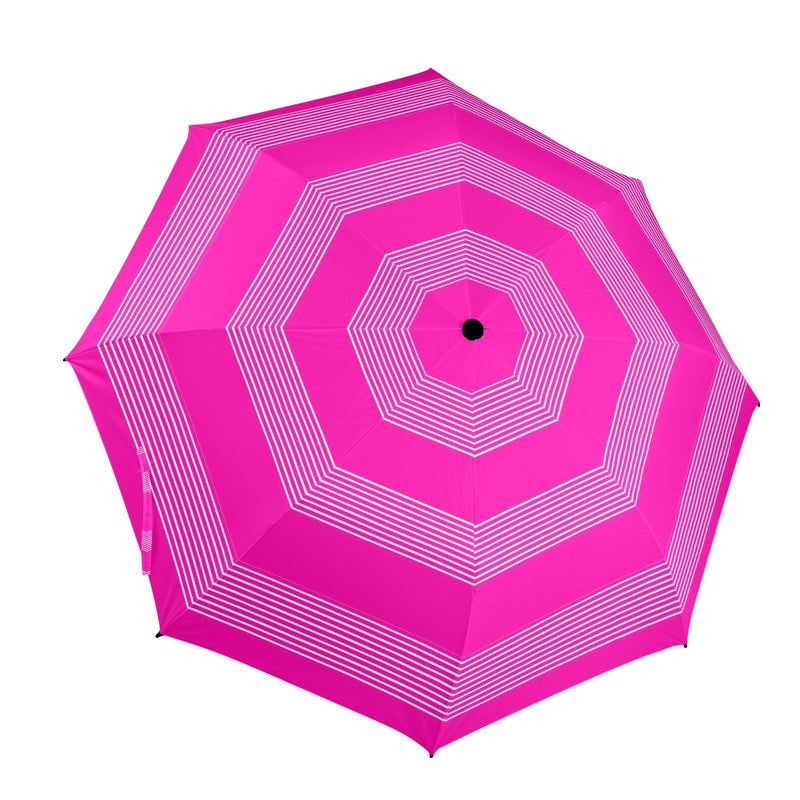 fuchsia striped umbrella print 2A Semi-Automatic Foldable Umbrella (Model U12) - Objet D'Art