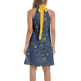 Tie Back Halter Neck Flared Dress - Objet D'Art