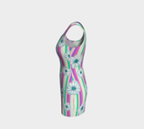 Floral Striped Bodycon Dress - Objet D'Art