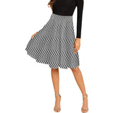 striped geo print 5C Melete Pleated Midi Skirt (Model D15) - Objet D'Art