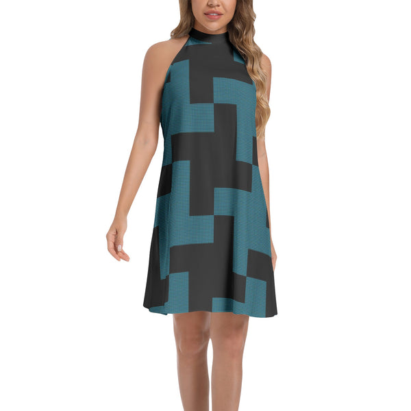 Tie Back Halter Neck Flared Dress - Objet D'Art