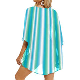 biscayne atoll white pattern print Women's Kimono Chiffon Cover Up (Model H51)