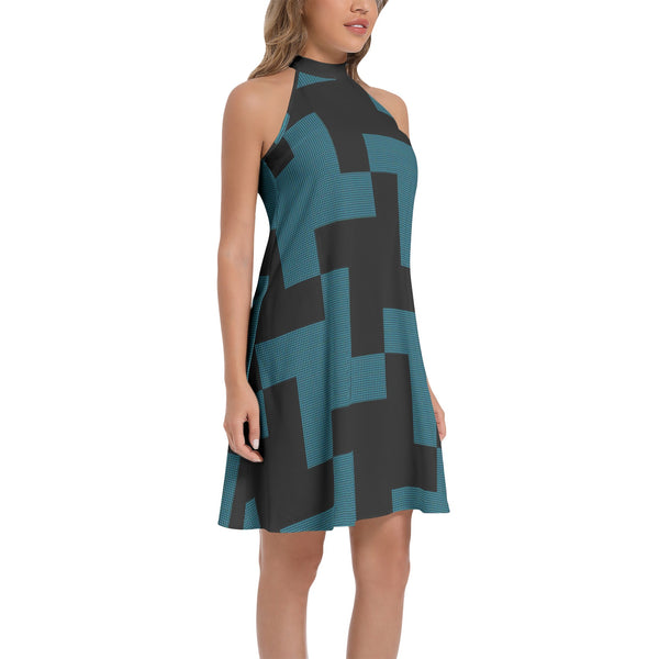 Tie Back Halter Neck Flared Dress - Objet D'Art