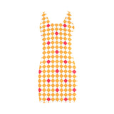 orange diamonds bodycon print Medea Vest Dress (Model D06) - Objet D'Art