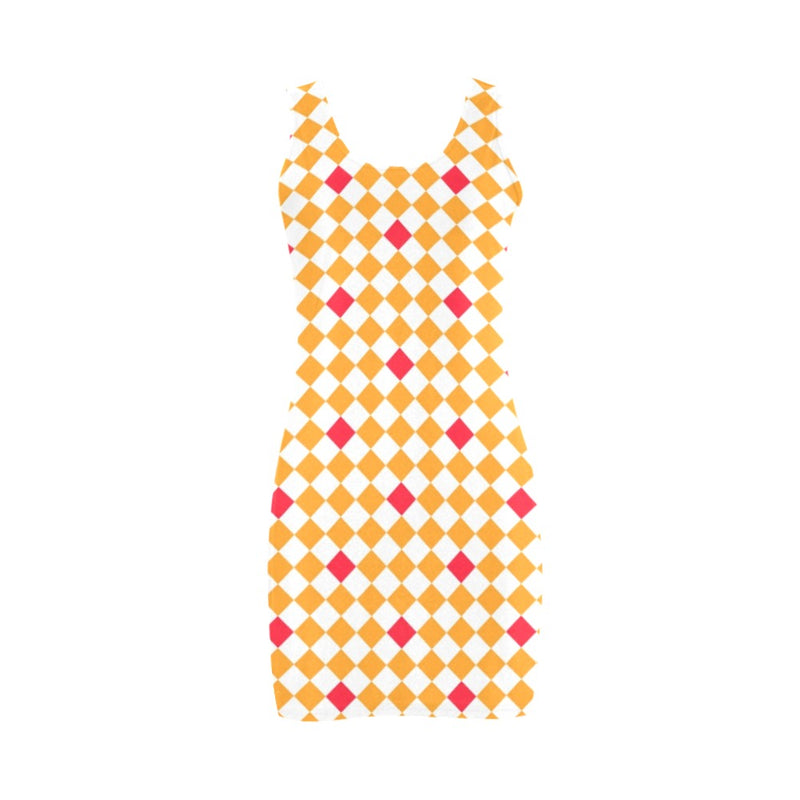 orange diamonds bodycon print Medea Vest Dress (Model D06) - Objet D'Art