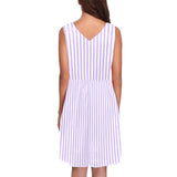 lavender striped Chryseis Sleeveless Pleated Dress(Model D07) - Objet D'Art