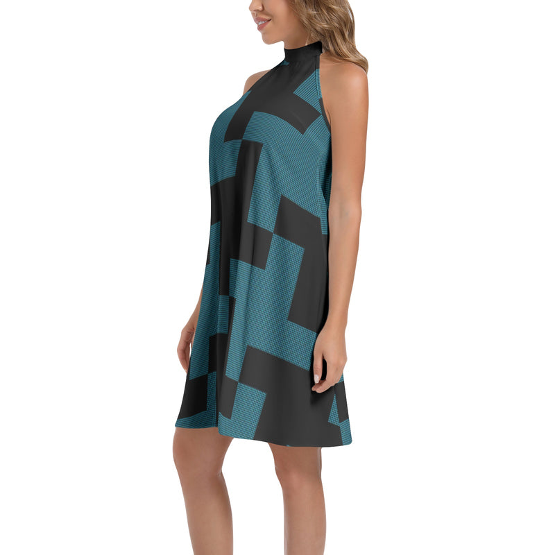 Tie Back Halter Neck Flared Dress - Objet D'Art