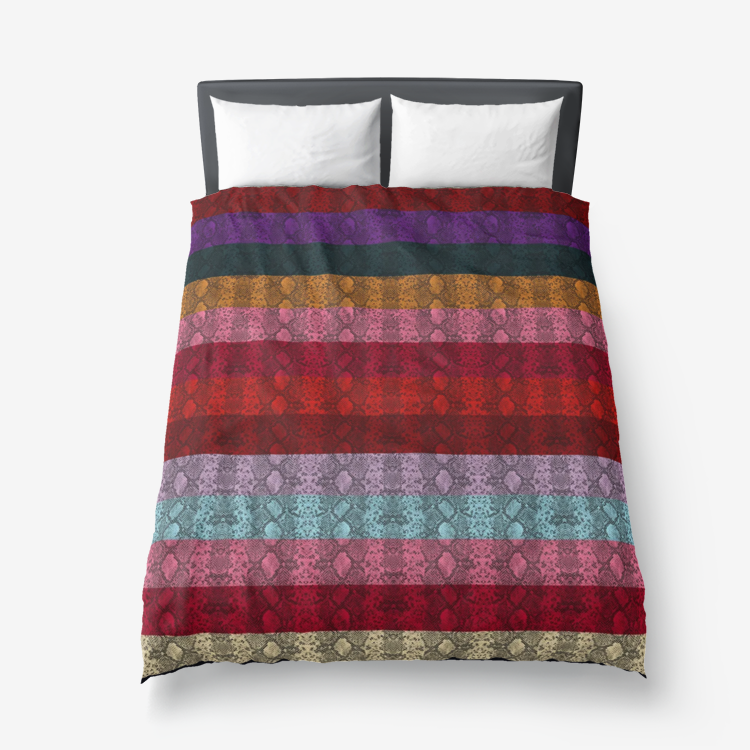 Multicolored Snakeskin Microfiber Duvet Cover - Objet D'Art