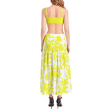 Yellow Rose Bralette Top and High Slit Thigh Skirt Set - Objet D'Art