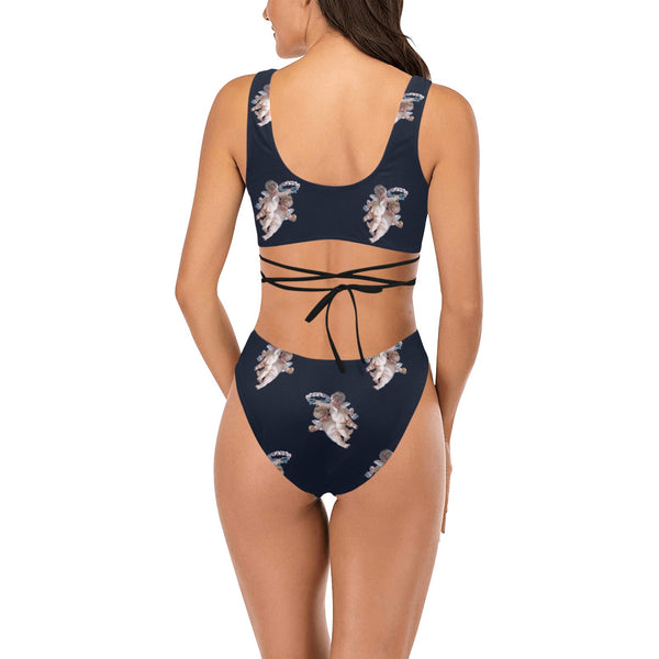 cheribum navy sky print Cross String Bikini Set (Model S29) - Objet D'Art