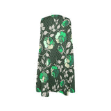 green rose print 2 Sleeveless A-Line Pocket Dress (Model D57) - Objet D'Art