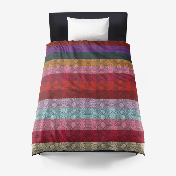 Multicolored Snakeskin Microfiber Duvet Cover - Objet D'Art