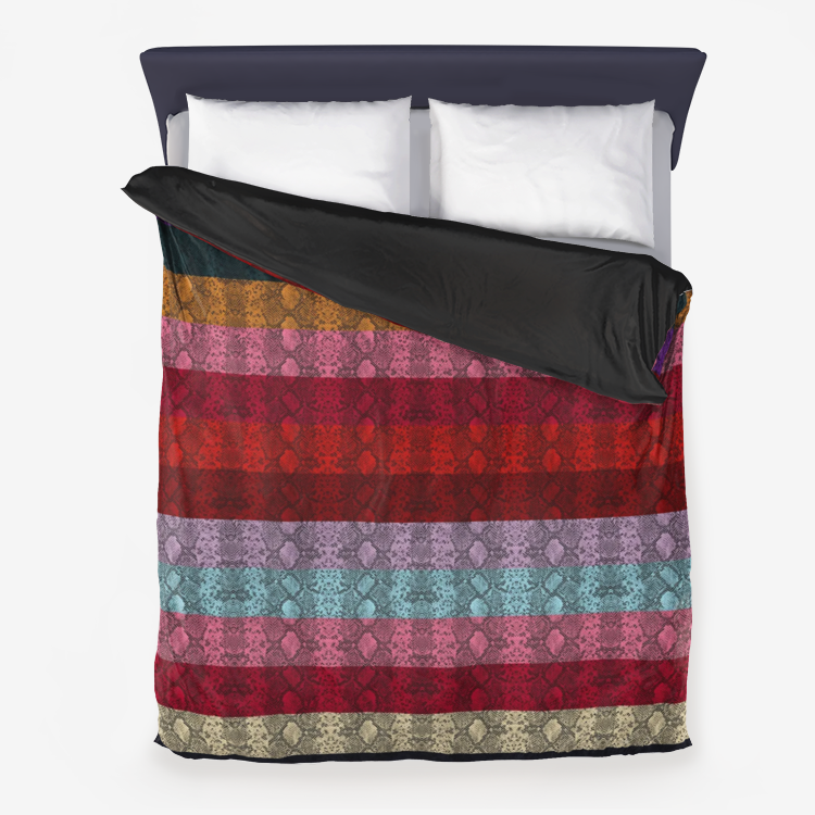 Multicolored Snakeskin Microfiber Duvet Cover - Objet D'Art