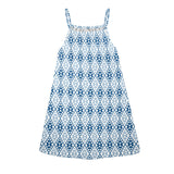 diamond print 8 Drawstring Neck Sleeveless Dress (Model D68) - Objet D'Art