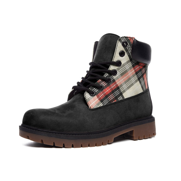 Plaid Accented Casual Leather Lightweight boots TB - Objet D'Art