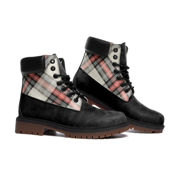 Plaid Accented Casual Leather Lightweight boots TB - Objet D'Art