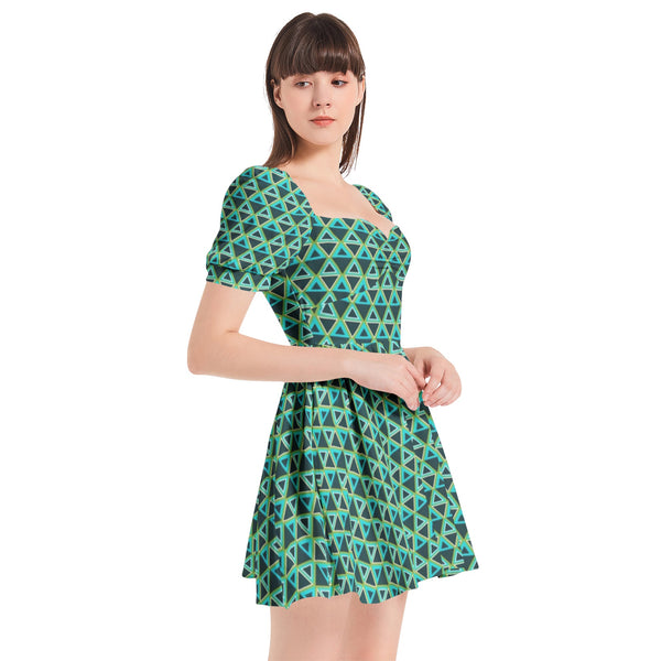 Puff Sleeve Sweetheart Neck Short Dress - Objet D'Art