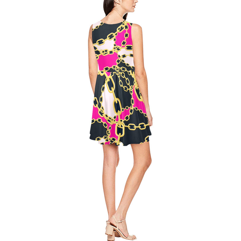 chained up 2 Thea Sleeveless Skater Dress(Model D19) - Objet D'Art