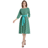 Boat Neck Belted Flared Dress - Objet D'Art