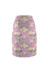 Pressed Rose Floral Print Women's Pencil Skirt - Objet D'Art