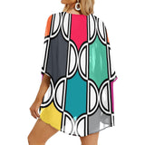 multicolored print ogee 2 Women's Kimono Chiffon Cover Up (Model H51) - Objet D'Art