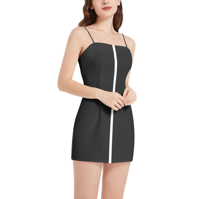 Sleeveless Square Neckline Spaghetti Strap Mini Dress - Objet D'Art