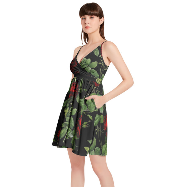 Spaghetti Strap Sleeveless Falred Hem Short Dress - Objet D'Art