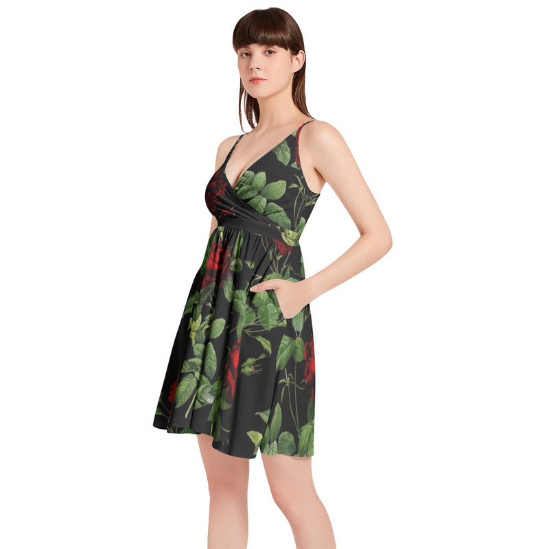 Spaghetti Strap Sleeveless Falred Hem Short Dress - Objet D'Art