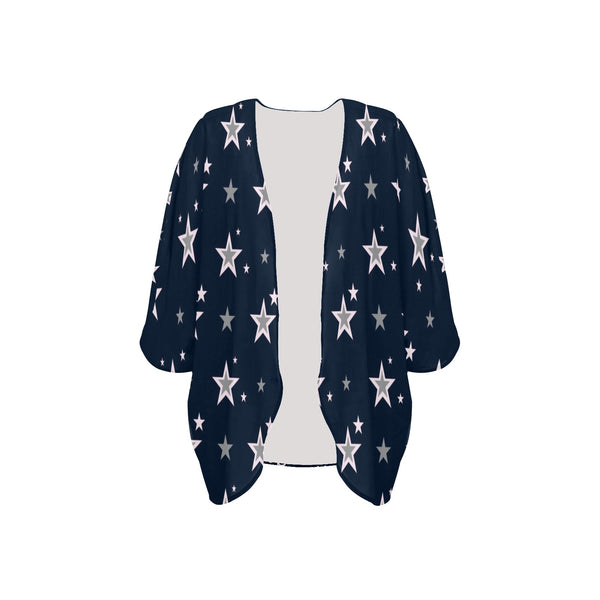 stars blue print 2 Women's Kimono Chiffon Cover Up (Model H51) - Objet D'Art