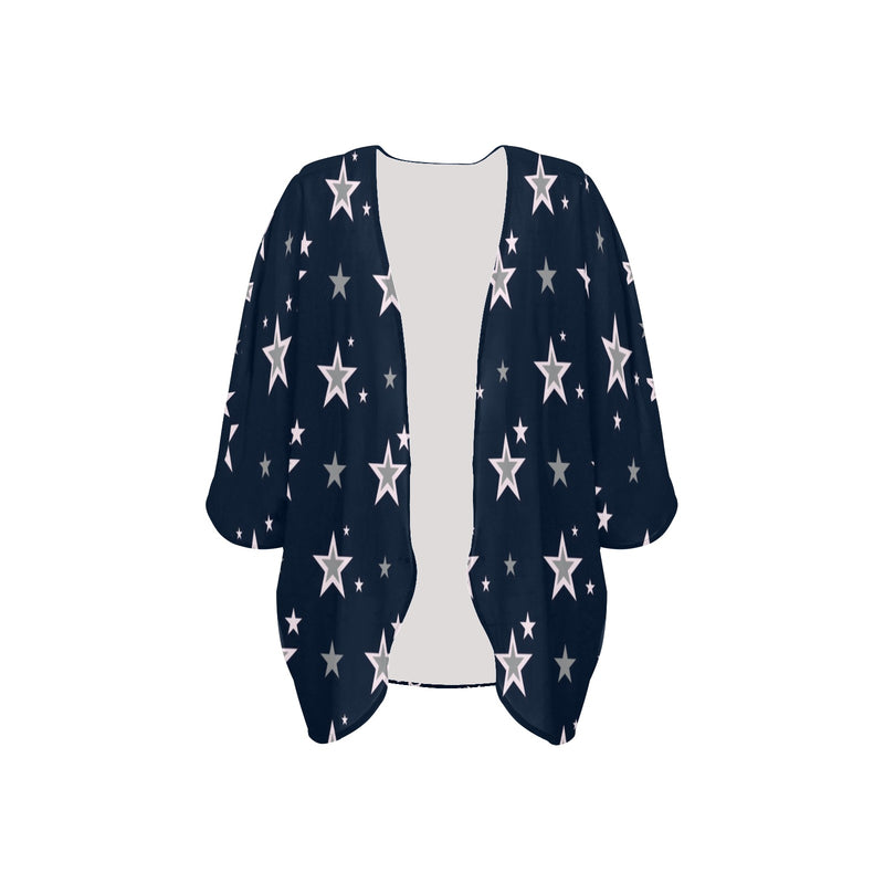 stars blue print 2 Women's Kimono Chiffon Cover Up (Model H51) - Objet D'Art
