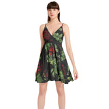 Spaghetti Strap Sleeveless Falred Hem Short Dress - Objet D'Art