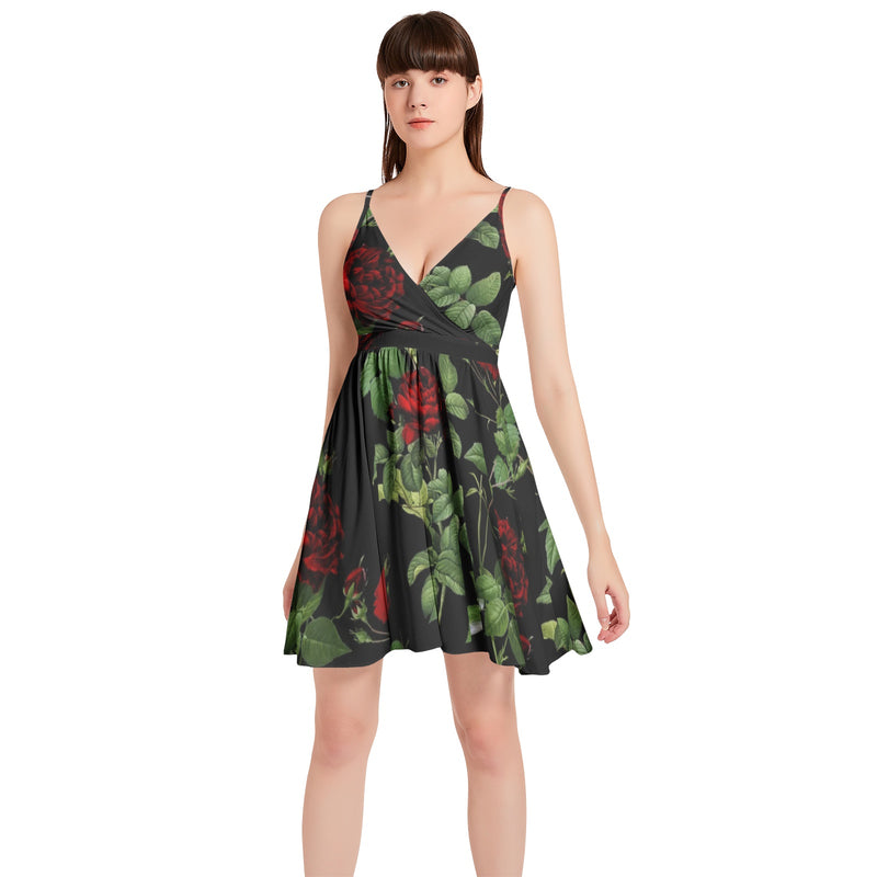 Spaghetti Strap Sleeveless Falred Hem Short Dress - Objet D'Art