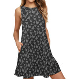 bttrfly bubbles print Sleeveless A-Line Pocket Dress (Model D57) - Objet D'Art