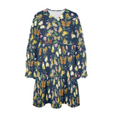 butterfly greek key print 2 V-Neck Loose Fit Dress (Model D66) - Objet D'Art