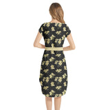 Azalea Print Notched Neck Belted Dress - Objet D'Art