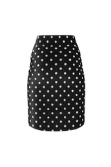 Black and White Polka Dot Women's Pencil Skirt - Objet D'Art