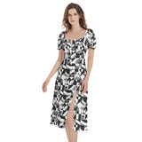 Puff Sleeve Split Thigh Midi Dress - Objet D'Art