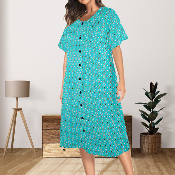 micro polka dots print 4A Women's Button Front House Dress - Objet D'Art