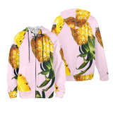 pink pineapple print 2B Women's Fleece Full-Zip Hoodie (Model H60) - Objet D'Art