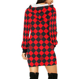 red black diamond print 2 All Over Print Hoodie Mini Dress (Model H27) - Objet D'Art