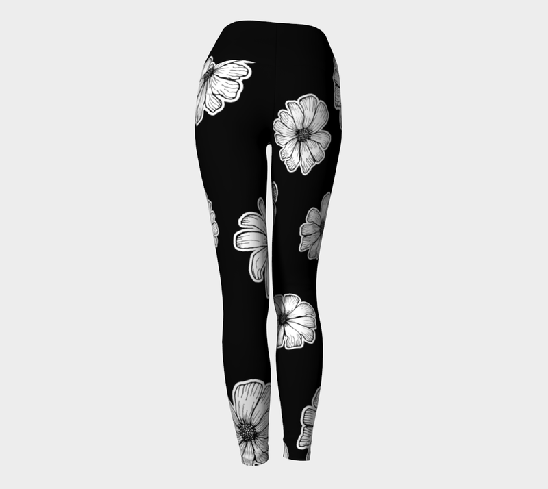 Floral Silhouette Yoga Leggings - Objet D'Art