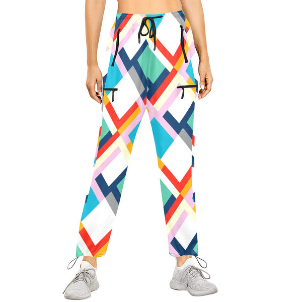 color moments print 2 Women's Quick Dry Cargo Sweatpants (Model L65) - Objet D'Art