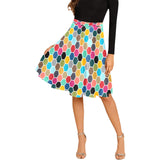 colorful hex swimwear print Melete Pleated Midi Skirt (Model D15) - Objet D'Art