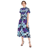 Drawstring Waist A-line Flared Midi Dress - Objet D'Art