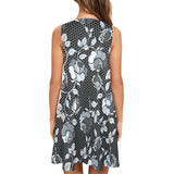 selenium gray print 1 Sleeveless A-Line Pocket Dress (Model D57) - Objet D'Art