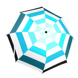blue striped umbrella ombre Semi-Automatic Foldable Umbrella (Model U12) - Objet D'Art