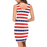 stars and stripes red white blue print 2 Medea Vest Dress (Model D06) - Objet D'Art