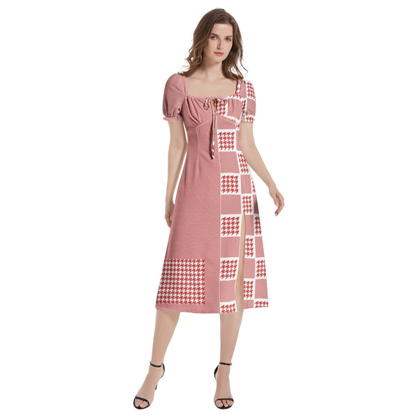 Puff Sleeve Split Thigh Midi Dress - Objet D'Art