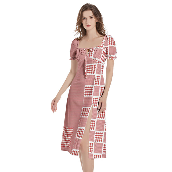 Puff Sleeve Split Thigh Midi Dress - Objet D'Art