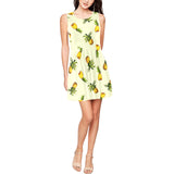 pineapple print leggings Thea Sleeveless Skater Dress(Model D19) - Objet D'Art
